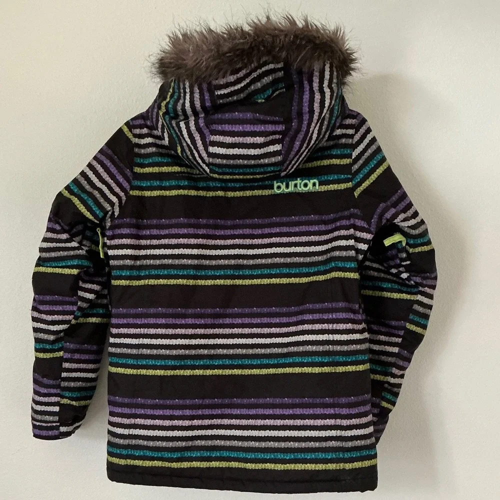Burton Girls Mistique Snowboard Jacket Striped DryRide Insulated Size M 10/12